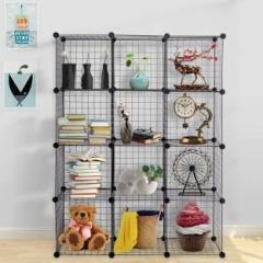 Bucketlist Metallic Powder Coated 12 Cube Wire Storage Shelves PP Collapsible Wardrobe