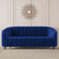 Carlton London Amelia Tufted Back Three Seater Blue Color Fabric 3 Seater Sofa