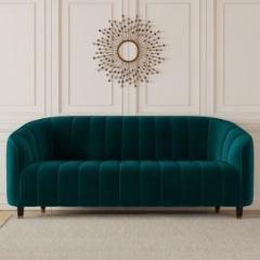 Carlton London Amelia Tufted Back Three Seater Teal Green Color Fabric 3 Seater Sofa