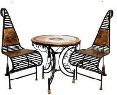 Casa Trading Wrought Iron Patio Furniture Set Garden & Outdoor/Indoor Solid Wood 2 Seater Dining Set