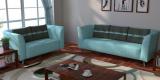 CasaCraft Adelia Sofa Set In Celeste Blue Colour With Throw Cushions