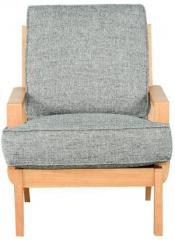 CasaCraft Arequipa Grey One Seater Sofa in Teak Oak Finish