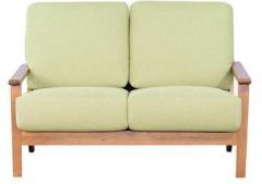 CasaCraft Callao Green Two Seater Sofa in Light Walnut Finish