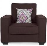 CasaCraft Oritz One Seater Sofa With Throw Cushions In Chestnut Brown Colour