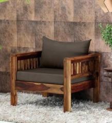 Chitra Furniture Solid Wood Sheesham Wood One Seater Sofa For Living, Waiting Room/ Office Fabric 1 Seater Sofa