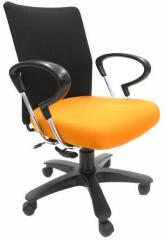 Chromecraft Geneva Desktop Chrome Office Ergonomic Chair in Black & Orange Colour