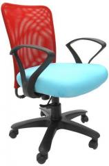 Chromecraft Rado Office Ergonomic Chair in Red & Sky Blue Colour