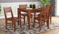 Clanecraft Solid Sheesham Wood Four Seater Dining Set For Dining Room/ Restaurant/ Kitchen| Solid Wood 4 Seater Dining Set