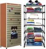 Cmerchants Light Brown Metal 6 Layer Carbon Steel Collapsible Wardrobe