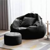 Coaster Shine XXL Artificial Leather Bean Bag with Footrest with Cushion Ready to Use with Beans Teardrop Bean Bag With Bean Filling