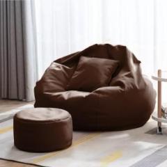 Comfybean 4XL Premium, Designer ComfortSofa Haven With Free Cushion and Puffy Brown Body Fitter Bean Bag With Bean Filling