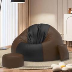 Comfybean 5XL Premium, Designer SplitShade Sofas With Free Cushion and Puffy Black Brown Teardrop Bean Bag With Bean Filling