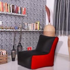 Comfybean XL Bean Bag Chair with Bean Footrest Black & Red Bean Bag Chair With Bean Filling