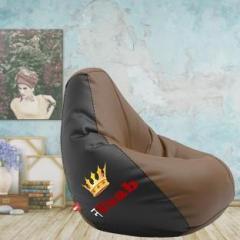 Comfybean XL Designer Bean Bag Filled with Beans Printed Nawaab Black & Brown Teardrop Bean Bag With Bean Filling