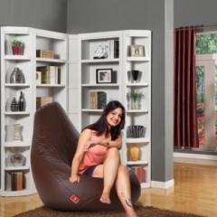 Comfybean XXL Bean Bag with Free Bean Footrest Brown Bean Bag With Bean Filling