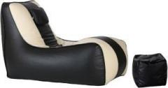 Comfybean XXXL Free Footrest Cream Lounger Bean Bag With Bean Filling