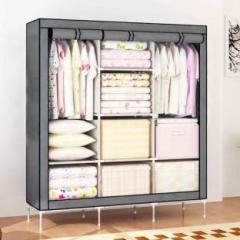 Continental 6 + 2 Shelves 3 Door 88130 Grey Fold able wardrobe PP Collapsible Wardrobe