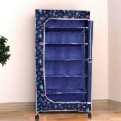 Coroid 1 Door 6 Shelf Fabric Collapsible Carbon Steel Collapsible Wardrobe