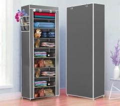 Coroid 1 Door 9 Shelf Fabric PVC Collapsible Wardrobe