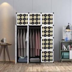 Coroid 12 Door 8 Shelf Plastic almari Collapsible PC Collapsible Wardrobe Black GRID G3 PP Collapsible Wardrobe