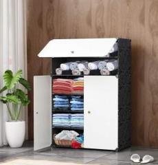 Coroid Plastic Cloth Almari Wardrobe 3 Door 6 Shelf Plastic Collapsible Wardrobe PP Collapsible Wardrobe