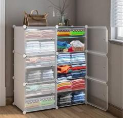 Coroid Plastic Cloth Almari Wardrobe 6 Door 18 Shelf Plastic Collapsible Wardrobe PP Collapsible Wardrobe