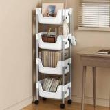 Coroid Plastic Metal 4 Shelf Book Shelf Organizer Basket Organizer Multipurpose Metal Close Book Shelf