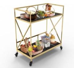 Corsica Designs Metal Mile 2Tier Serving Trolley|Black Marble Metal Bar Trolley