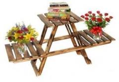 Craftonline wooden flower stand stool Living & Bedroom Stool