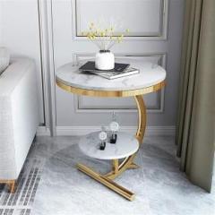 Creation Art Metal Frame Engineering Wood Top 2 Teir Side \ End Table Metal End Table