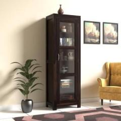 Credenza ooden Bookshelf Cabinet With Glass Door Storage Solid Wood Semi Open Book Shelf