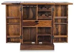 Credenza Solid Wood Bar Cabinet for Living Room Storage Cabinets Furniture Teak Finish Solid Wood Bar Cabinet