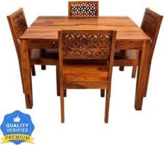 Custom Decor Sheesham Solid Wood 4 Seater Dining Table| Home & Office Furniture | Hotel & Dinner Restaurant Solid Wood 4 Seater Dining Set