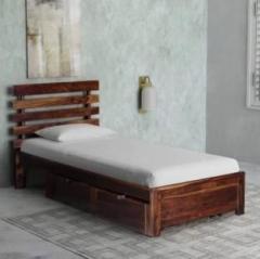 Decnity Solid Wood Single Drawer Bed