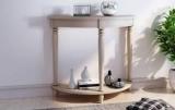 Decorhand Hand Crafted Wooden Off White Console Table for Living/Hallway Room Solid Wood Side Table