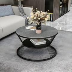 Dibru Mart Modren 2 Tier Round Beautiful Coffee, Center, End Table For Living Room Engineered Wood Coffee Table