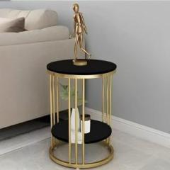 Dinise Deco Modern Double Top Round Coffee Table | Side Table | Centertable | Metal Bedside Table