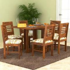 Douceur Furnitures Solid Sheesham Wood 6 Seater Foldable Dining Set For Dining Room / Restaurant. Solid Wood 6 Seater Dining Set