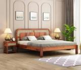 Douceur Furnitures Solid Sheesham Wood Jali King Size Bed With Headboard For Bedroom Living Room Solid Wood King Bed