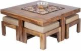 Drylc Furniture Premium Quality Sheesham Wood Coffee Table With Four Stool For Living Room Finish Color : Teak Finish Solid Wood Coffee Table