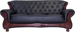 Durian Berry Chesterfield Three Seater Sofa in Matt Black Finish