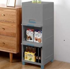 Durvasa 3 Layer Foldable Cabinet Plastic Cupboard For Storage Plastic Modular Drawer Plastic Cupboard