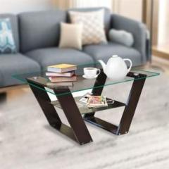 Eltop Engineered Wooden Furniture Center/Tea Table with Glass Coffee Table