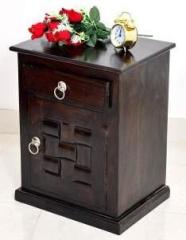 Ewood Wooden Handmade Nightstand End Table with 1 Drawer & Door Cabinet Storage Solid Wood Bedside Table