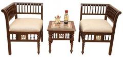 ExclusiveLane Cesario Teak Wood Coffee Table Set in Walnut Finish