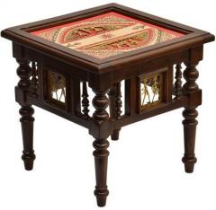 ExclusiveLane Dhokra and Warli Work Coffee Table in Espresso Walnut Finish