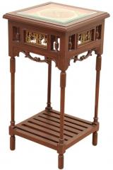 ExclusiveLane Maharaja End Cum Planter Table with Dhokra and Warli Work in Walnut Brown Finish