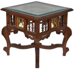 ExclusiveLane Teak Wood Side Table In Walnut Finish