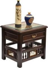 Exclusivelane Warli & Dhokra Work Teak Wood Solid Wood Bedside Table