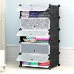 Exvito 5 Door 5 Shelf Plastic Collapsible Cupboard PC Collapsible Wardrobe